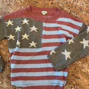 POL Womens American Flag Sweater - Red, Blue, and White
